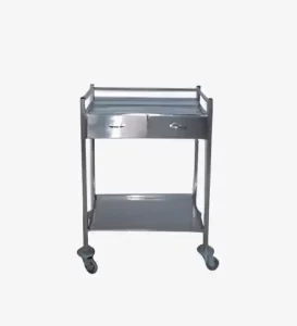CHARIOT POUR PANSEMENT À 2 ÉTAGES EN INOX AVEC 2 TIROIRS