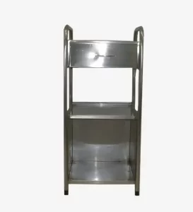TABLE DE NUIT INOX AVEC NICHE ET TIROIR ET SANS PORTE