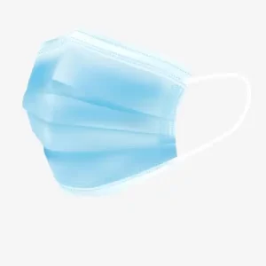 Boîte de 50 bavettes jetables 3 plis, masques de protection pour professionnels de santé et usage quotidien en Tunisie.