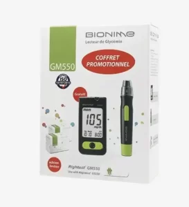 BIONIME Pack 1 Appareil + 100 Bandelettes + 10 Lancets + 1 Autopiqueur