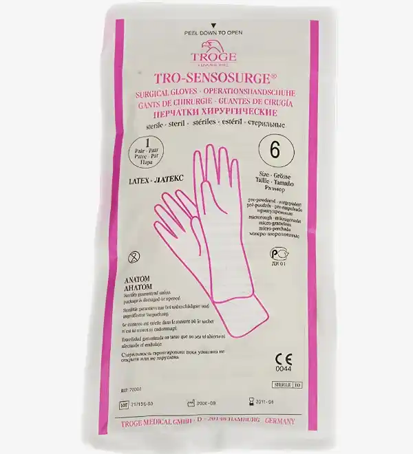 Gant stérile en latex, idéal pour les soins médicaux et chirurgicaux.
