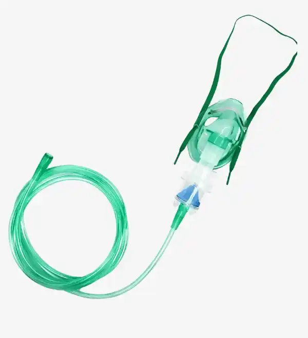 Masque d'aérosol pour nébulisation, conçu pour une inhalation optimale de médicaments dans le traitement des affections respiratoires.