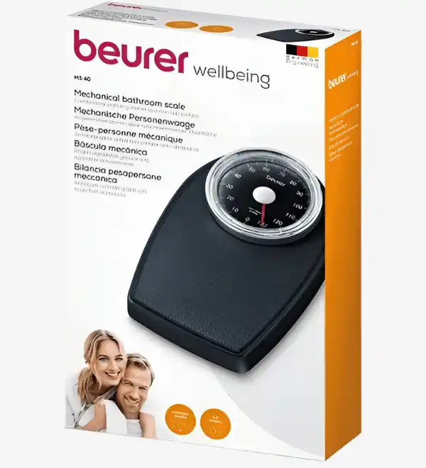 Pèse-personne mécanique MS40 de Beurer, design rétro, capacité 135 kg, précision 500 g, sans pile.
